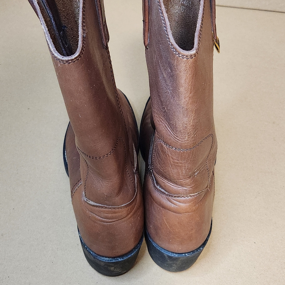 Men's Tan Leather Western Work Boots Sz 10 - Picture 7 of 12